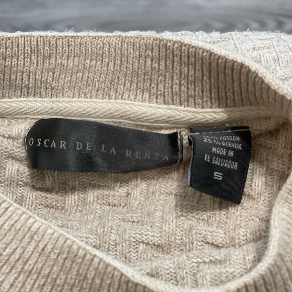 Mens Oatmeal Oscar de la Renta Pullover Cotton Sweater Size Small - Picture 4 of 4